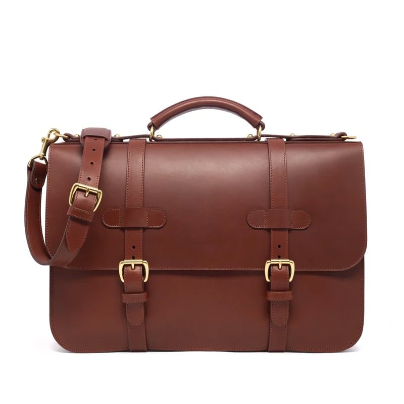 English Briefcase in harness belting leather