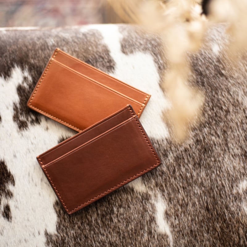 Leather Credit Card Wallet  in shrunken grain leather
