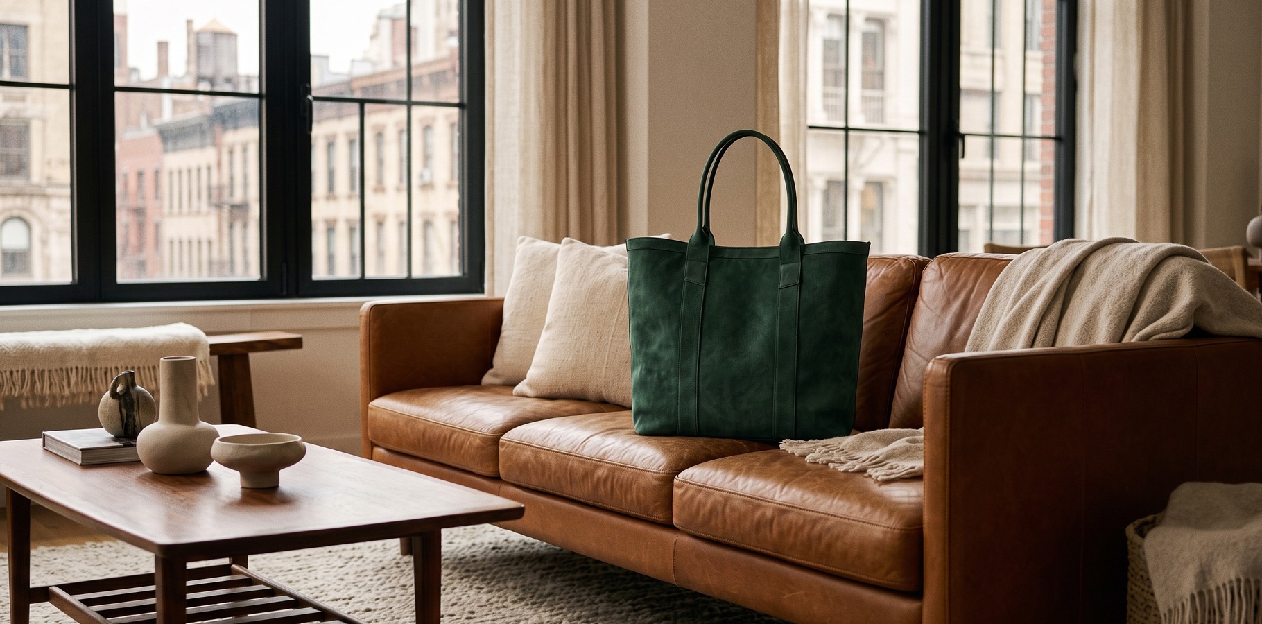 Nubuck tote green